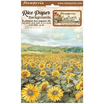 Σετ 8 ριζόχαρτα ντεκουπάζ Stamperia 10.5×14.8cm, Backgrounds  - Sunflower Art