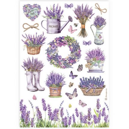 Ριζόχαρτο ντεκουπάζ Stamperia 21x29cm A4, Lavender, Flower texture